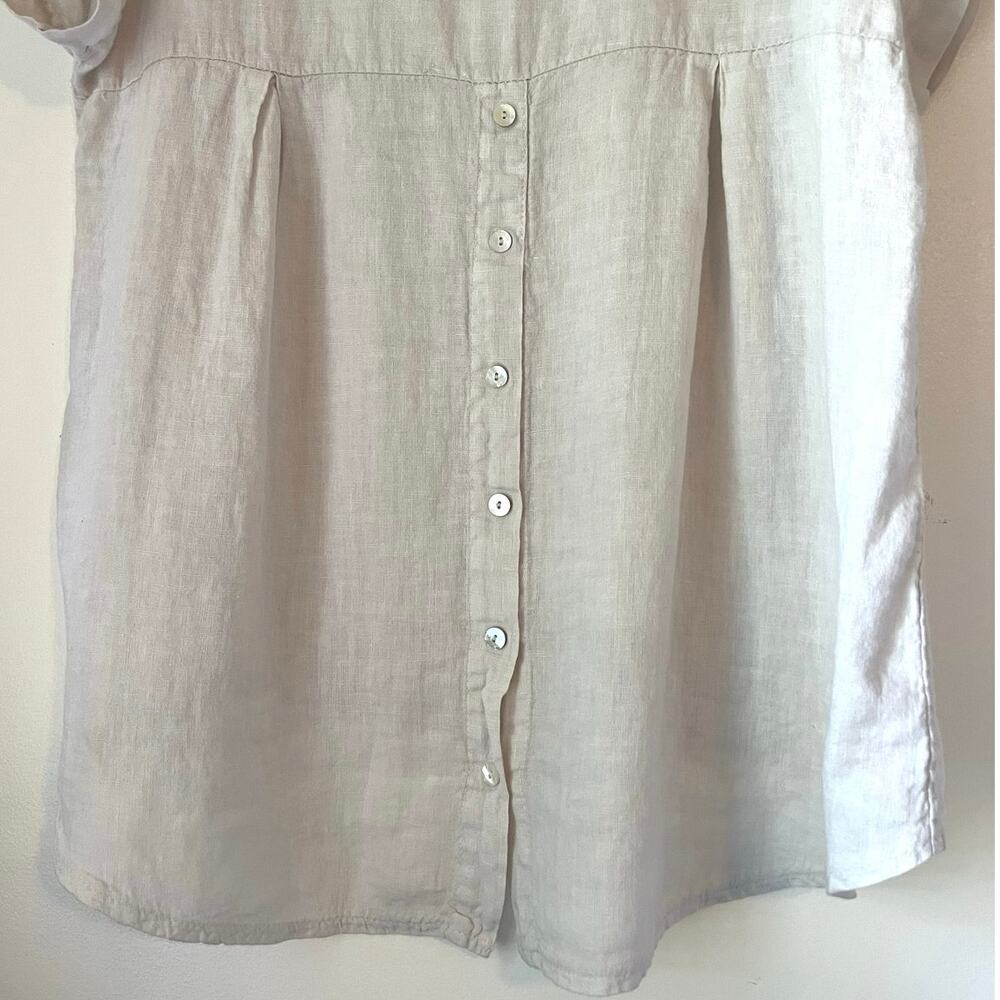 Terzo Millennio Linen Hi-Low Top Womens Size L Faux Button Back Beach Travel - Picture 6 of 13